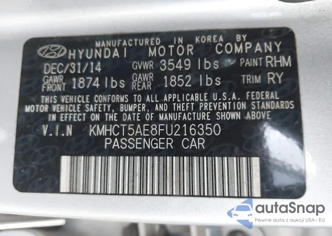 2015 Hyundai Accent Gs из США, поврежденный, VIN KMHCT5AE8FU216350